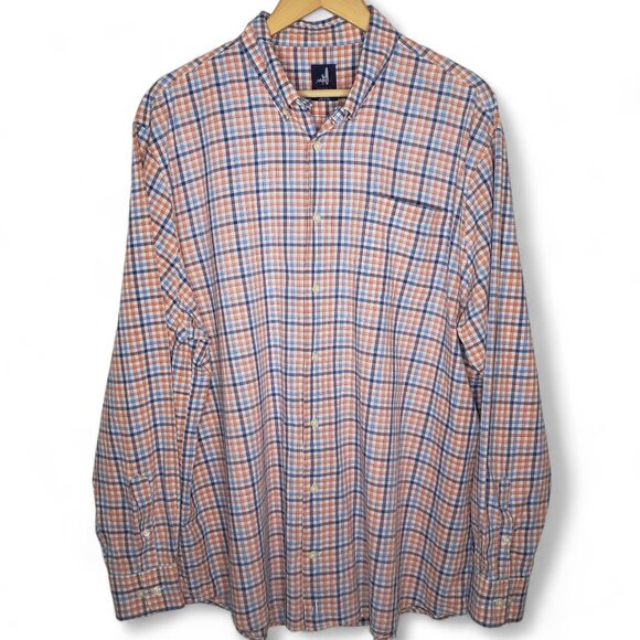 Johnnie O Mens Lightweight Cotton Check Plaid Button Down Long Sleeve Shirt XXL - Picture 1 of 7